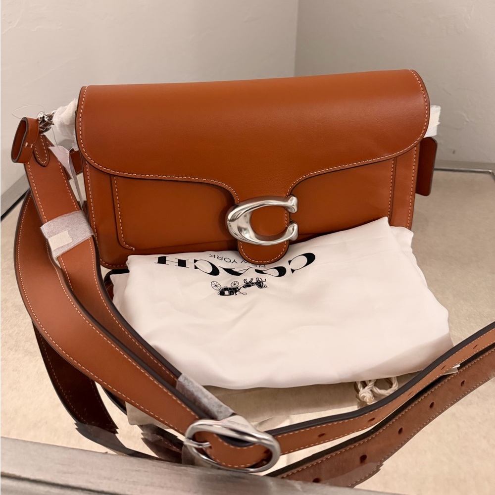 Coach Tan Leather Tabby Shoulder Bag with Silver Hardware